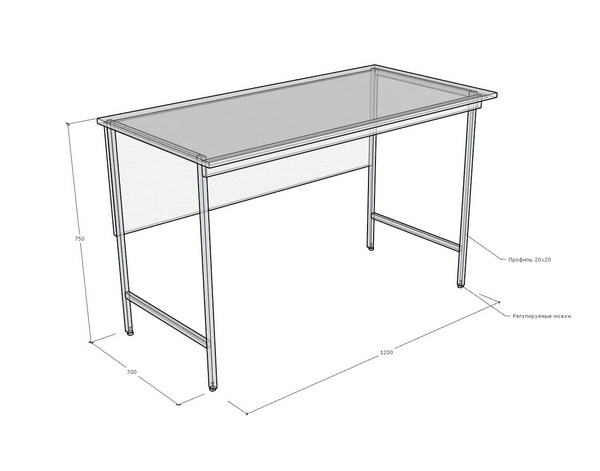 Стол лабораторный на металлокаркасе, столешница ЛДСП, 1200х700х750 мм