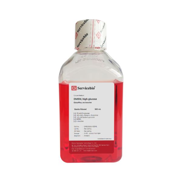 Среда культуральная DMEM, выс. сод. глюкозы, GlutaPlus, пируват., фен. красн., без лейцина, 500 мл