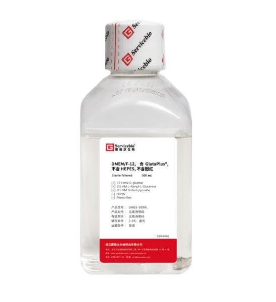 Среда культуральная DMEM/F-12, с выс. сод. глюк., GlutaPlus, пир.натр., без HEPES, фен.крас., 500 мл