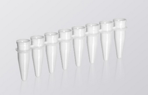 Пробирки для ПЦР в стрипах, 0.2 мл, крышка - плоская, цвет - белые, стер., 125 стр/упак, 10 упак/кор