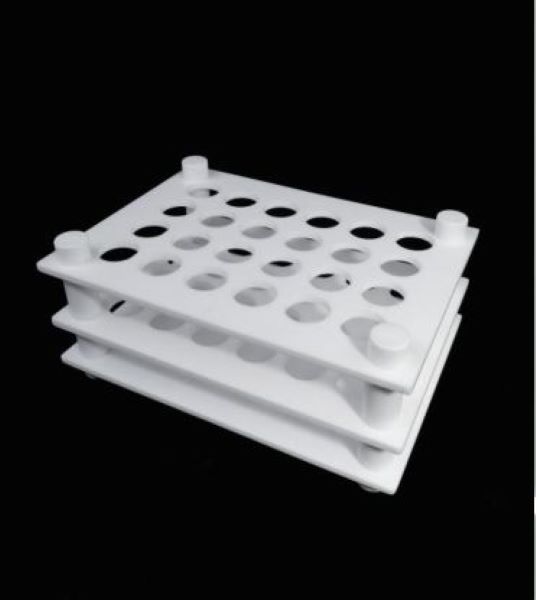 Штатив для пробирок 30 мм, 24 места, тефлон (PTFE), длина 280 мм, ширина 200 мм, высота 120 мм