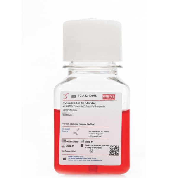 Раствор трипсина для образования G-полосок с 0.025% трипсина в DPBS, CAS 9002-07-07, 100 мл