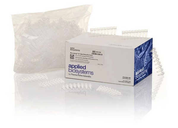 Пробирки для ПЦР в стрипах, 0.2 мл, 1 х 8, MicroAmp, прозрачные, 125 шт/упак