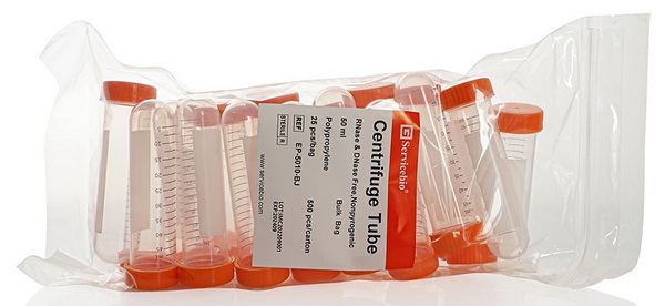 Пробирки центрифужные, 50 мл, стерильные, кр. завинчивающаяся, дно круглое, 25 шт/упак