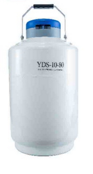 Криохранилище, объемом 10 л, тип наполнения - криоканистры, диаметр горловины 80 мм, высота 557 мм