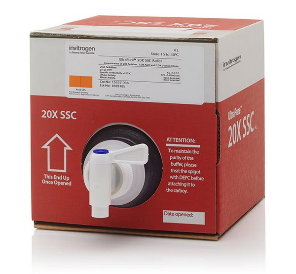 Буфер SSC (цитратно-солевой раствор), 20X, UltraPure, 4 л