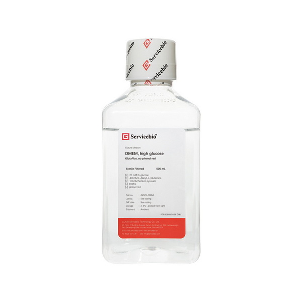 Среда культуральная DMEM, выс. сод. глюкозы GlutaPlus, без фенолового красного, 500 мл
