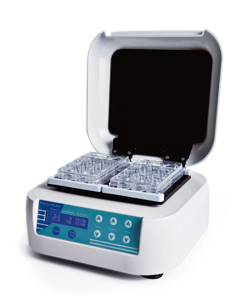 Термошейкер, вибрирующий, амплитуда 3 мм, от RT + 5°С до + 70°С, 200 - 1200 об/мин, для 2 планшетов